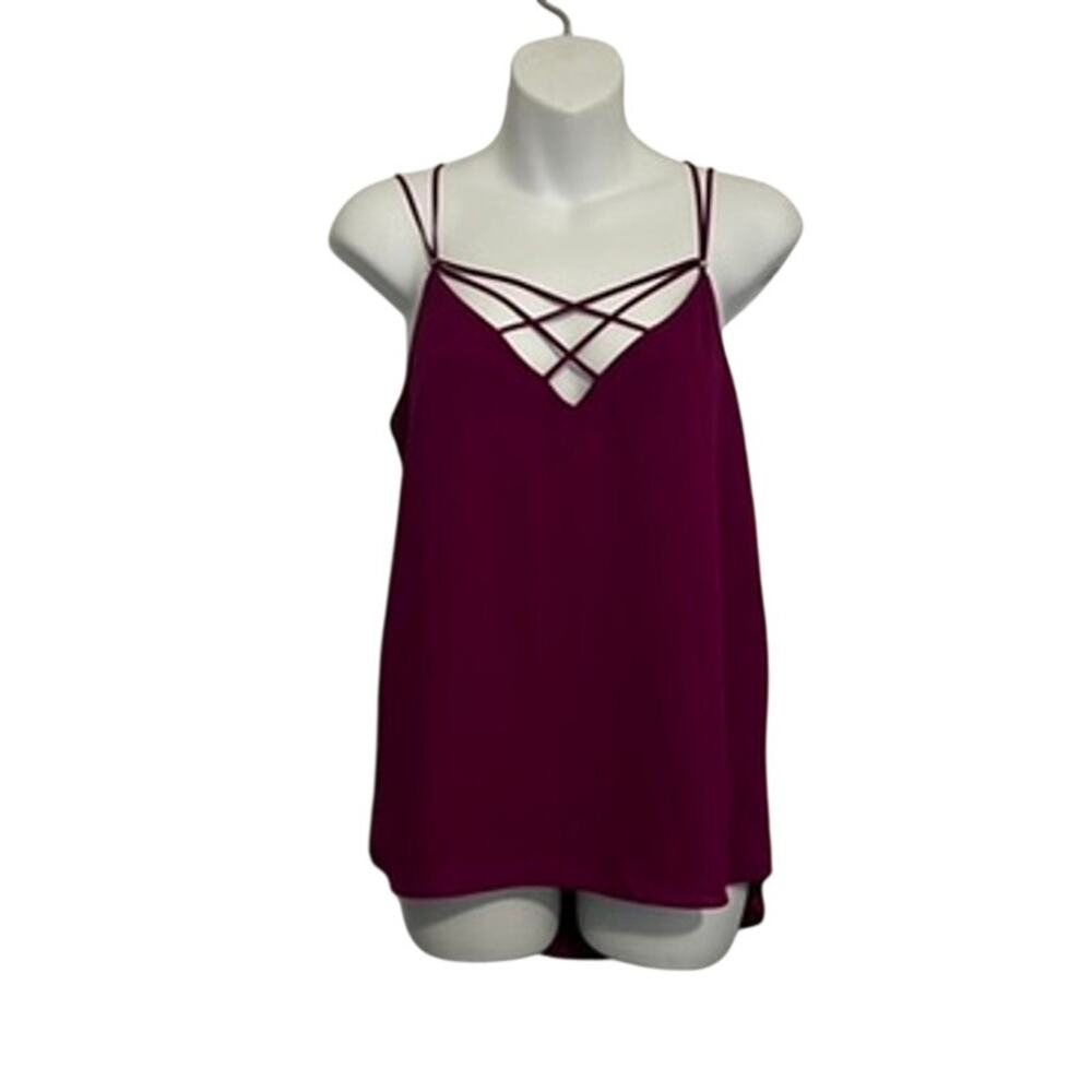 Express | Magenta Plum Caged Strappy V-Neck Cami Top — Small